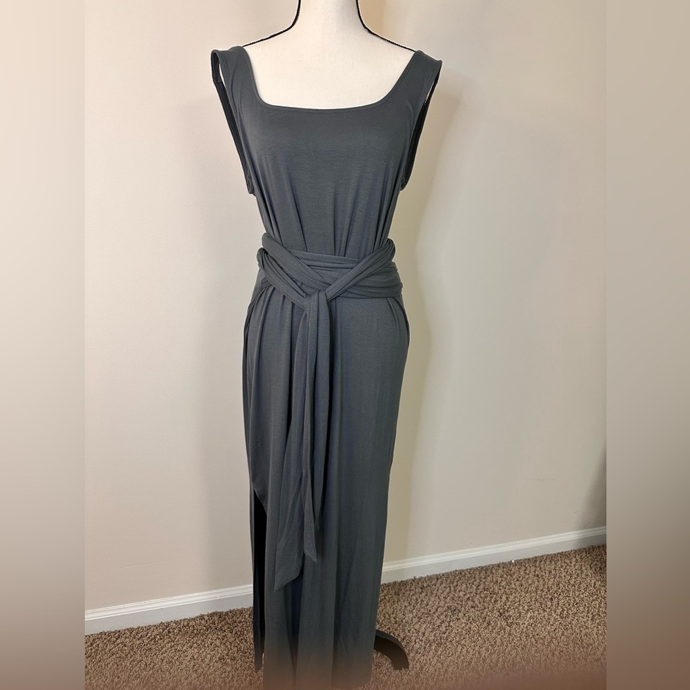 MODERN CITIZEN Green Maxi Dress with Tie Waist Sz XL NWOT